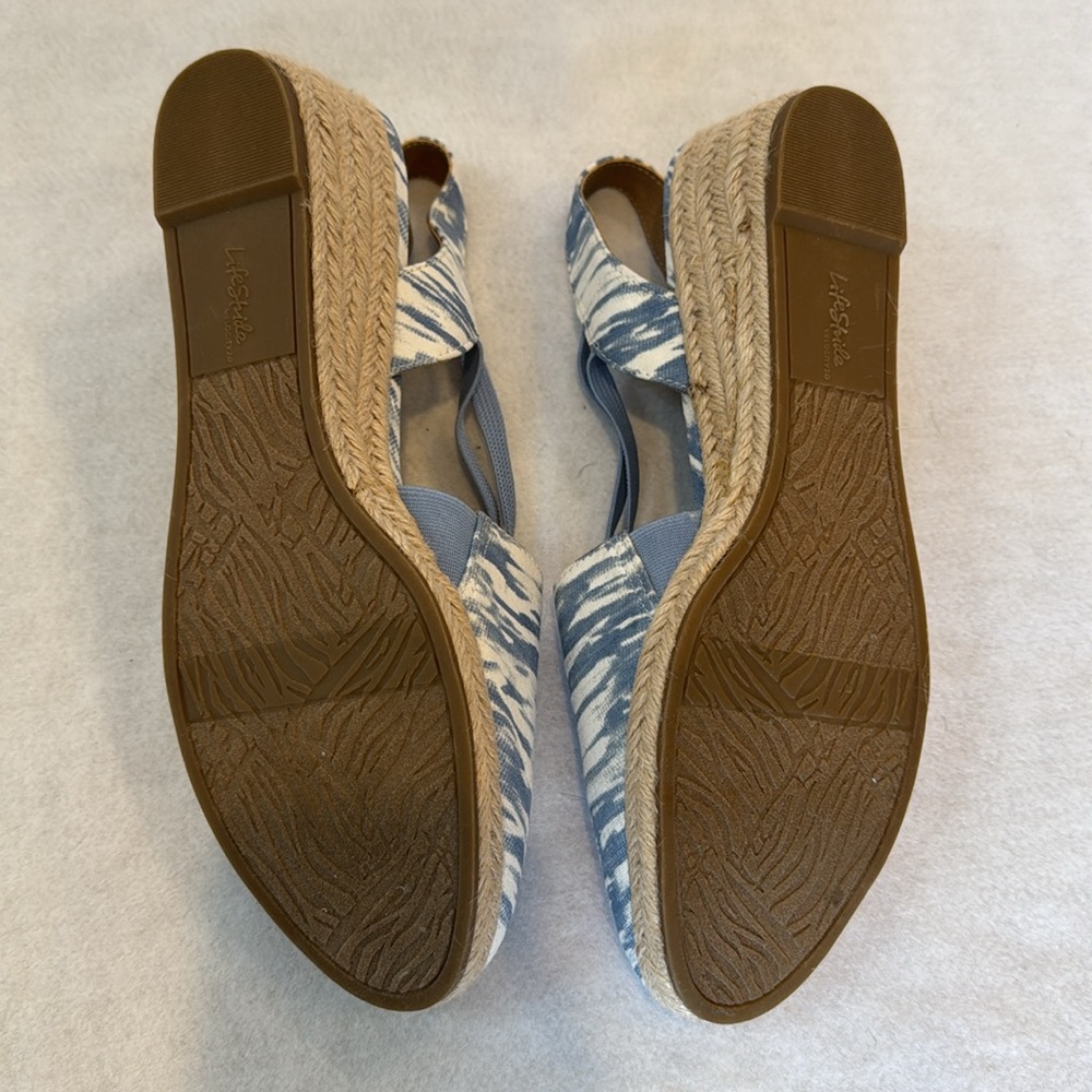 LIFE STRIDE KATRINA 2 Espadrille Strappy SlipOn PlatformWedge Size 9.5 Blue NWOT - Picture 6 of 10